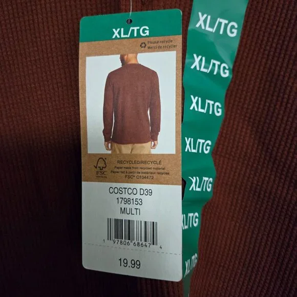 NWT Eddie Bauer XL Waffle Knit Henley Shirt (26" PTP) - Picture 3 of 9